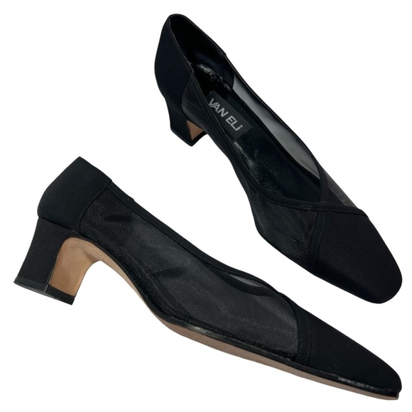 VAN ELI Black Sheer Gingus Padded Pumps Women's Size 9 Slim - Picture 9 of 16